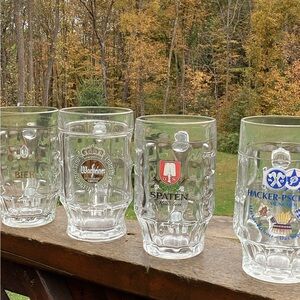 🍺 German Steins Set Of  4  🍺 GERMAN  STEIND GLASS Handled Mug